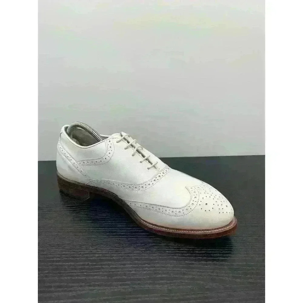 Etonic Ultimate White Leather Oxfords Wingtip Lace Up Golf Shoe Size US 9.5 D - Picture 3 of 11